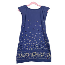 Load image into Gallery viewer, Tea | Girls Light Blue/Dark Blue/Tan Floral Pattern Cotton Sleeveless Dress | Size: 7Y
