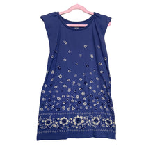 Load image into Gallery viewer, Tea | Girls Light Blue/Dark Blue/Tan Floral Pattern Cotton Sleeveless Dress | Size: 7Y
