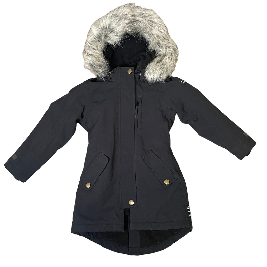 Molo | Kid's Black Peace Parka Winter Jacket with Faux Fur | Size: 6Y