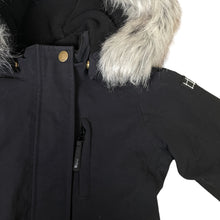 Load image into Gallery viewer, Molo | Kid&#39;s Black Peace Parka Winter Jacket with Faux Fur | Size: 6Y
