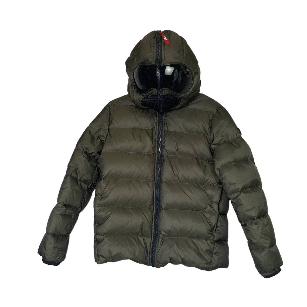 Ai Riders | Boy's Olive Green Down Puffer Jacket with Googles and Hood | Size: 8Y