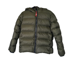 Load image into Gallery viewer, Ai Riders | Boy&#39;s Olive Green Down Puffer Jacket with Googles and Hood | Size: 8Y
