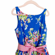 Load image into Gallery viewer, Polo Ralph Lauren | Girl&#39;s Blue and Floral Print Flare Dress with Belt | Size: 6Y
