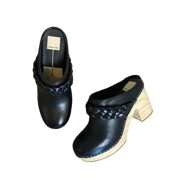 Dolce Vita | Women's Black Leather Hila Wood Heels | Size: 7