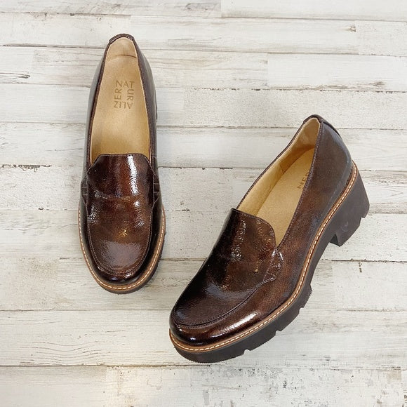 Naturalizer | Women's Glossy Brown Caberet Chunky Sole Loafers | Size: 8.5