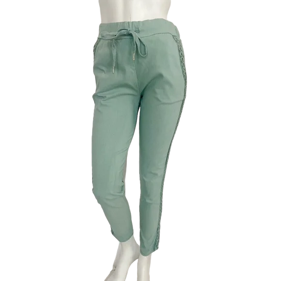 Womens Mint Green and Metallic Side Pants | Size: M