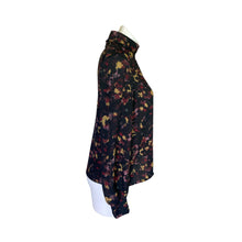 Load image into Gallery viewer, Allison Joy | Women&#39;s Black and Purple Pattern Choker Blouse | Size: XS
