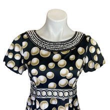 Load image into Gallery viewer, Eci | Women&#39;s Black Pattern Beaded Neck Short Sleeve Top | Size: 4
