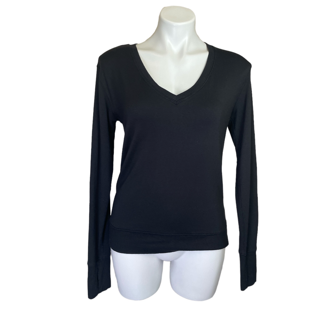 Athleta | Women's Black V Neck Long Sleeve Pullover Top | Size: XS
