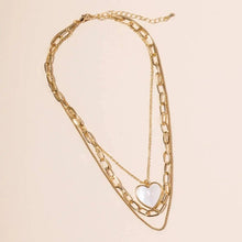 Load image into Gallery viewer, Women&#39;s Gold Heart Charm 3 Layer Necklace
