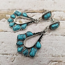 Load image into Gallery viewer, Women&#39;s Vintage Silver Turquoise Boho Dangle Earrings
