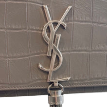 Load image into Gallery viewer, Saint Laurent Kate Croc-Embossed Gray Shoulder Bag | YSL Tassel Chain | Savour Clothing
