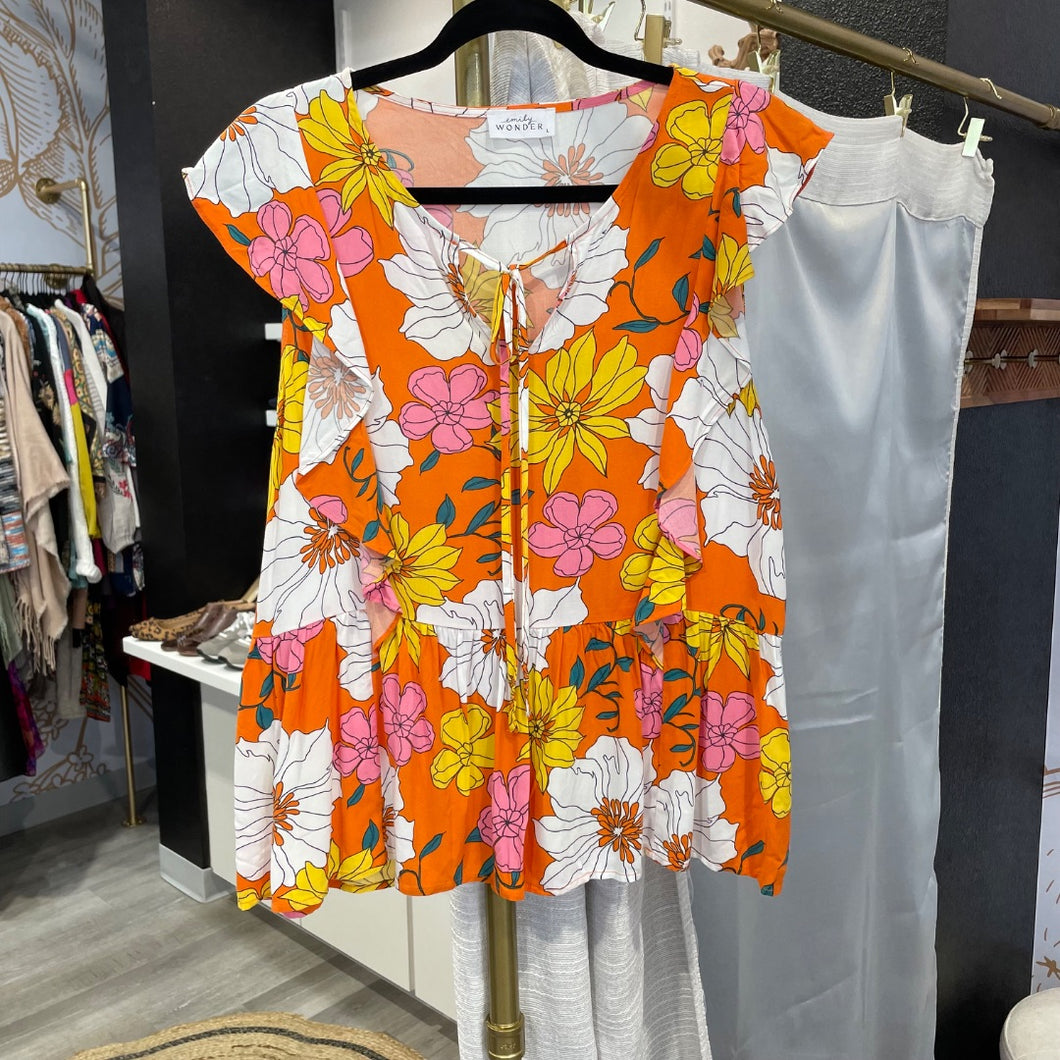 Emily Wonder | Women's Multi Color Floral Top | Size: L