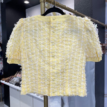 Load image into Gallery viewer, Genetpelsone | Women&#39;s Vintage Yellow Button and Bow Detail Top | Size: S
