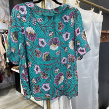 Load image into Gallery viewer, LOFT | Women&#39;s Blue with Purple Floral Detail Top | Size: L
