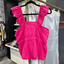 Load image into Gallery viewer, Banana Republic | Women&#39;s Pink Lasercut Peplum Top | Size: MP
