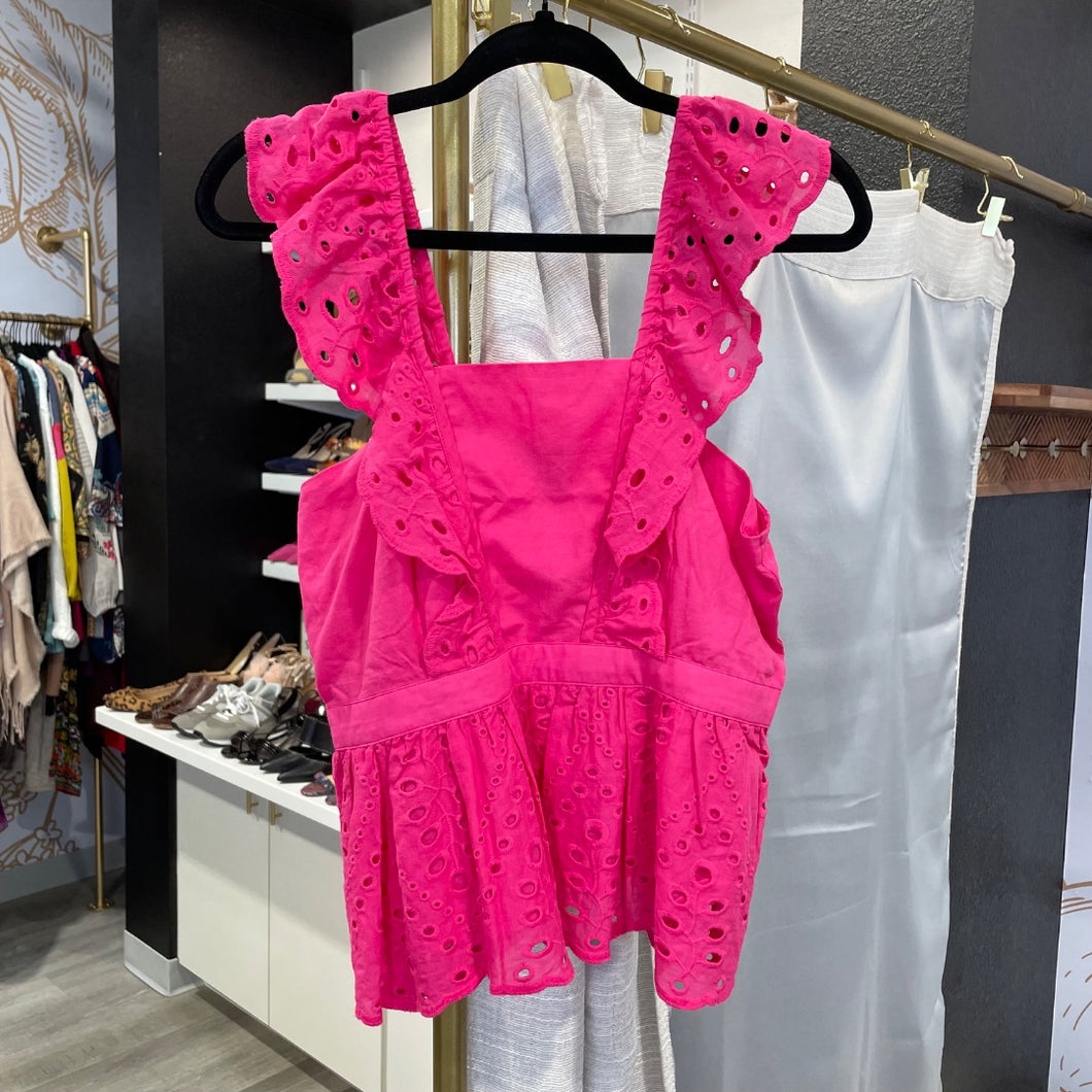 Banana Republic | Women's Pink Lasercut Peplum Top | Size: MP