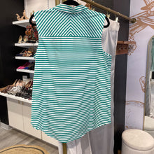 Load image into Gallery viewer, Chico&#39;s | Women&#39;s Green and white Stripe Sleeveless Collar Shirt | Size: L
