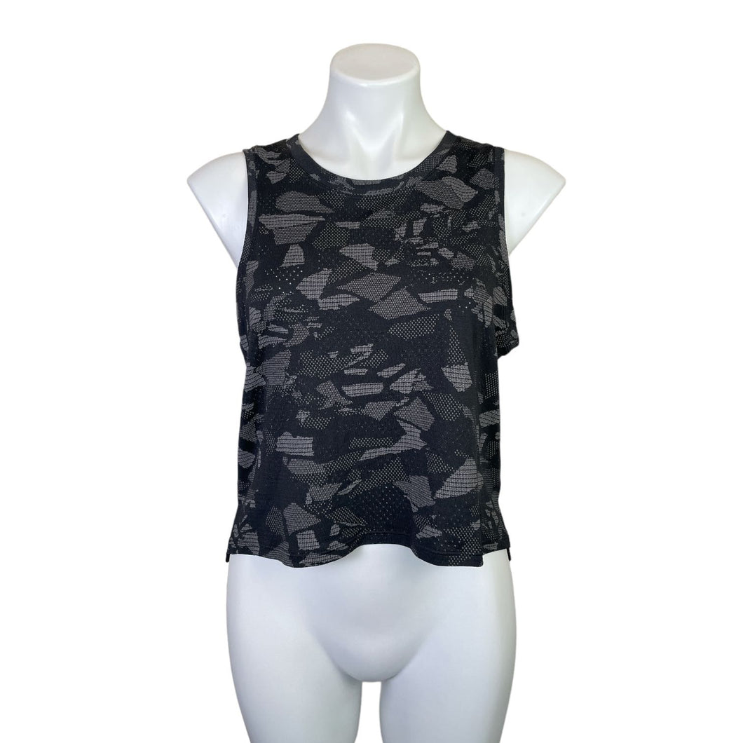 Lululemon | Womens Black and Gray Camo Print Define Crop Tank Top | Size: 6