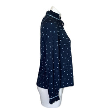 Load image into Gallery viewer, Boden | Womens Navy Blue Polka Dot Tie Neck Top | Size: 2
