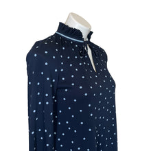 Load image into Gallery viewer, Boden | Womens Navy Blue Polka Dot Tie Neck Top | Size: 2
