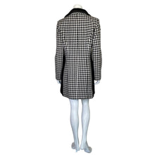 Load image into Gallery viewer, Calvin Klein | Womens Black and Cream Wool Blend Tweed Sweater Long Zip Up Coat | Size: 10
