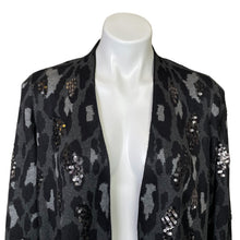 Load image into Gallery viewer, Chico&#39;s | Womens Black and Gray Animal Sequin Cardi Sweater with Tags | Size: M
