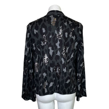 Load image into Gallery viewer, Chico&#39;s | Womens Black and Gray Animal Sequin Cardi Sweater with Tags | Size: M
