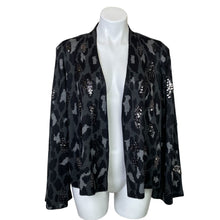 Load image into Gallery viewer, Chico&#39;s | Womens Black and Gray Animal Sequin Cardi Sweater with Tags | Size: M
