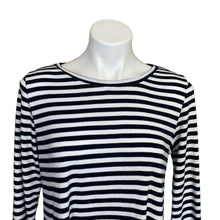 Load image into Gallery viewer, Soft Surroundings | Womens Blue and White Stripe Embroidered Flower Embroidered Long Sleeve Top | Size: M
