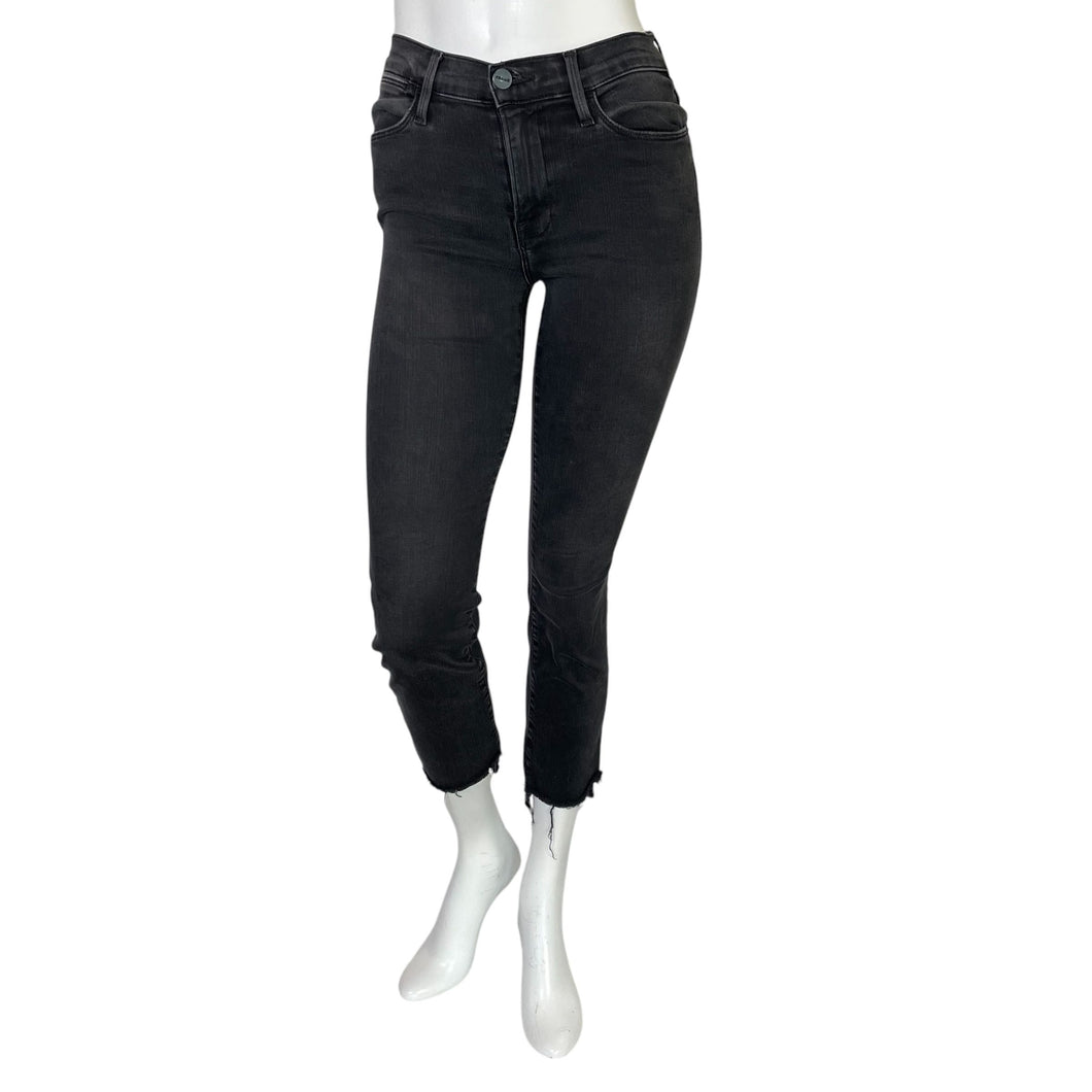 Frame | Womens Black Raw Hem Skinny Jeans | Size: 25