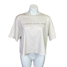 Load image into Gallery viewer, Tres Bien | Women&#39;s Taupe Short Sleeve Crop Tee &quot;Summer Mode: Activated&quot; | Size: M/L
