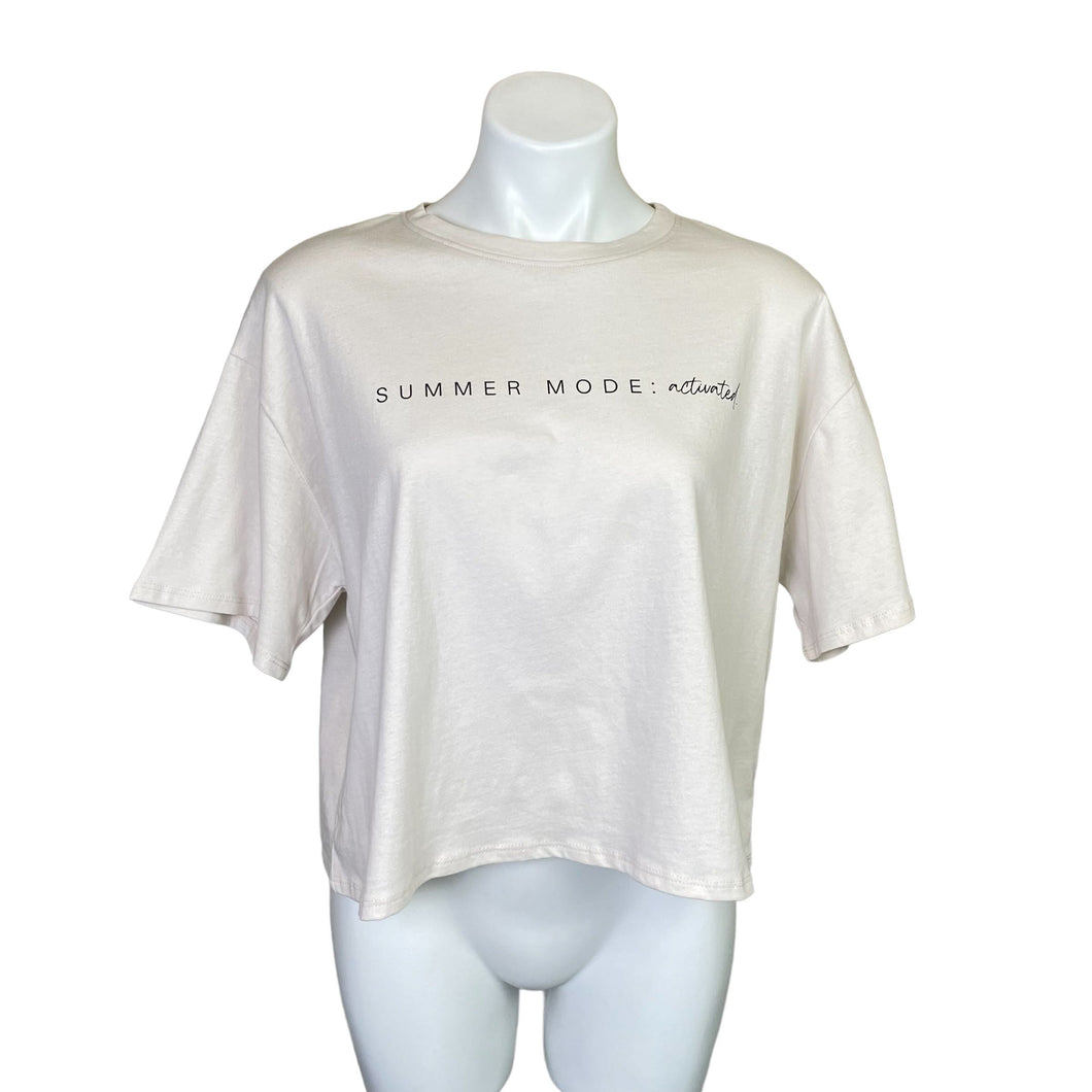 Tres Bien | Women's Taupe Short Sleeve Crop Tee 