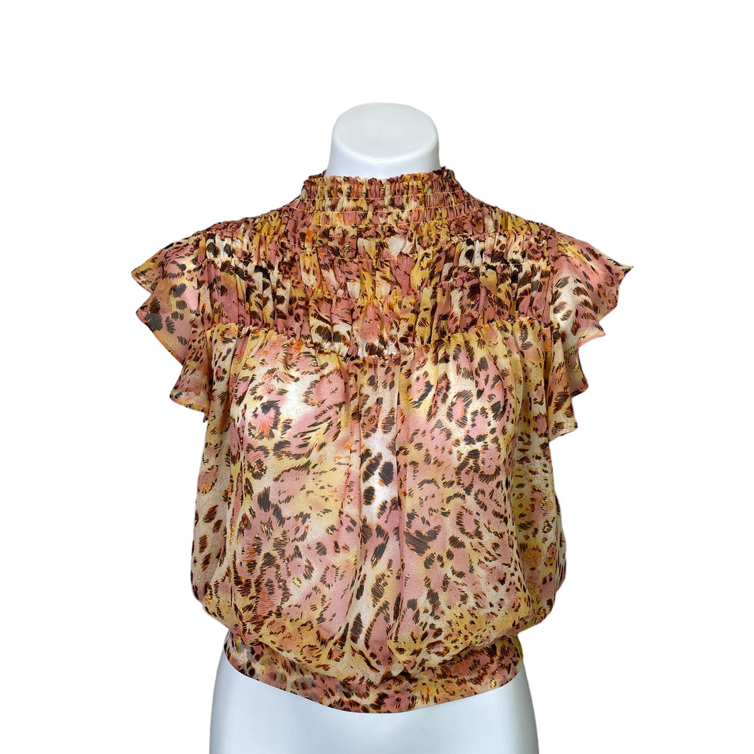 Bardot | Women's Pink Leopard Print Blouse | Size: 6