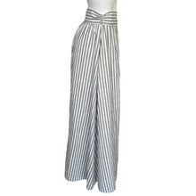 Load image into Gallery viewer, Shabby Apple | Women&#39;s Gray and Cream Stripe Tie Waist Maxi Skirt | Size: M
