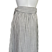 Load image into Gallery viewer, Shabby Apple | Women&#39;s Gray and Cream Stripe Tie Waist Maxi Skirt | Size: M
