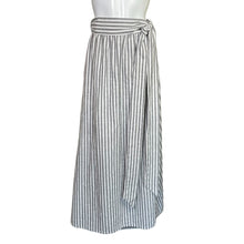 Load image into Gallery viewer, Shabby Apple | Women&#39;s Gray and Cream Stripe Tie Waist Maxi Skirt | Size: M
