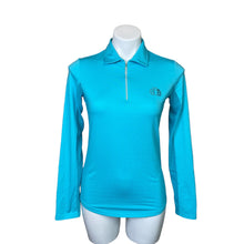 Load image into Gallery viewer, Bette &amp; Court | Women&#39;s Aquamarine Blue Quarter Zip Kissing Camels Golf Long Sleeve Top | Size: S
