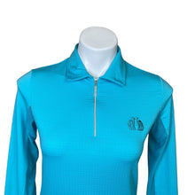 Load image into Gallery viewer, Bette &amp; Court | Women&#39;s Aquamarine Blue Quarter Zip Kissing Camels Golf Long Sleeve Top | Size: S
