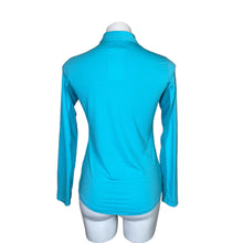 Load image into Gallery viewer, Bette &amp; Court | Women&#39;s Aquamarine Blue Quarter Zip Kissing Camels Golf Long Sleeve Top | Size: S
