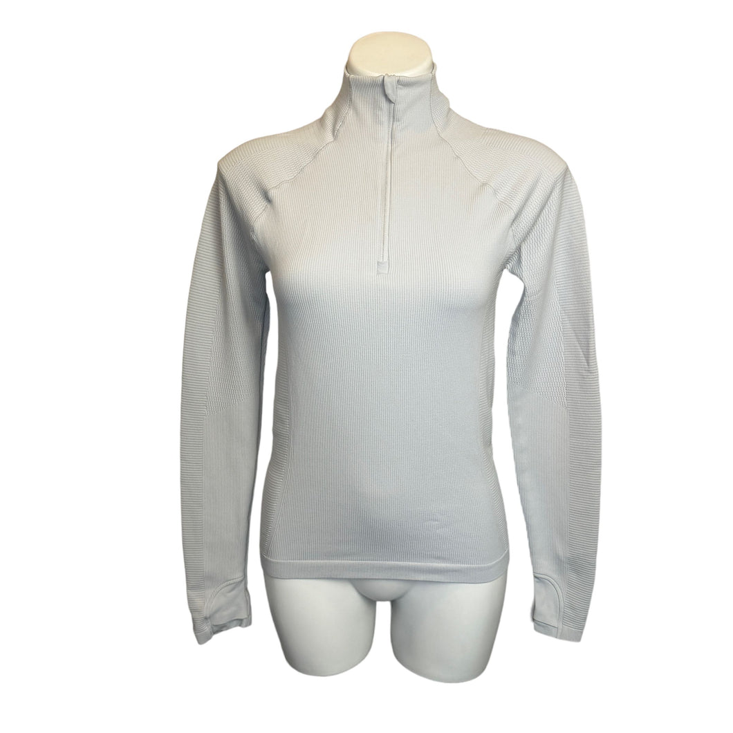 Athleta | Women's Light Gray Quarter Zip Long Sleeve Ribbed Top | Size: XS