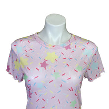 Load image into Gallery viewer, Romwe | Women&#39;s Sheer Mesh Star Print Short Sleeve Tee | Size: L
