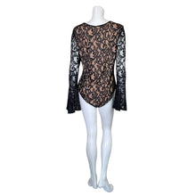 Load image into Gallery viewer, Fantazia | Women&#39;s Black and Nude Lace Long Sleeve Bodysuit with Tags | Size: L
