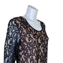 Load image into Gallery viewer, Fantazia | Women&#39;s Black and Nude Lace Long Sleeve Bodysuit with Tags | Size: L
