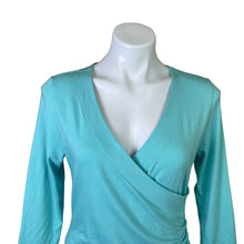 Load image into Gallery viewer, Soft Surroundings | Women&#39;s Light Blue Faux Wrap Long Sleeve Top | Size: M
