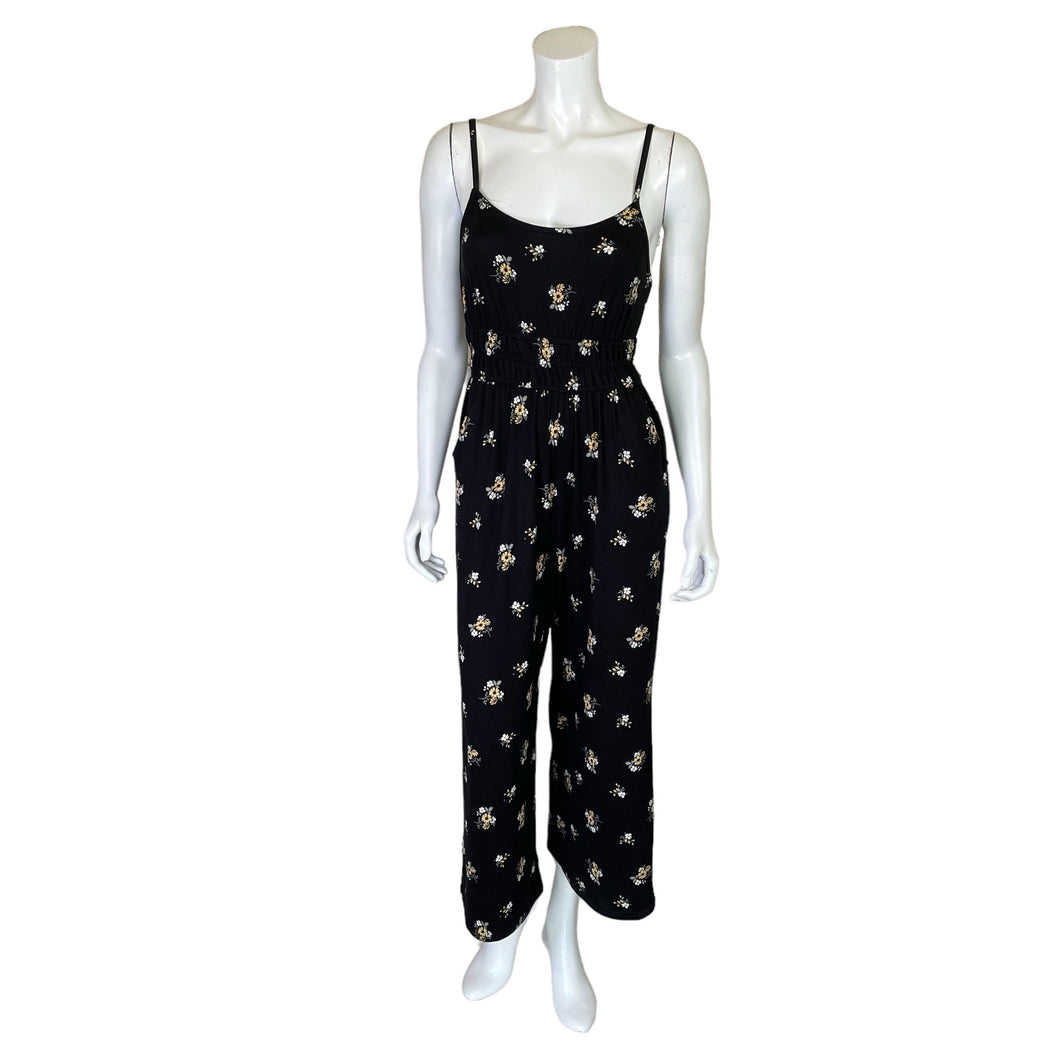 Hollister | Women's Black Floral Print Thin Strap Jumpsuit with Tags | Size: M