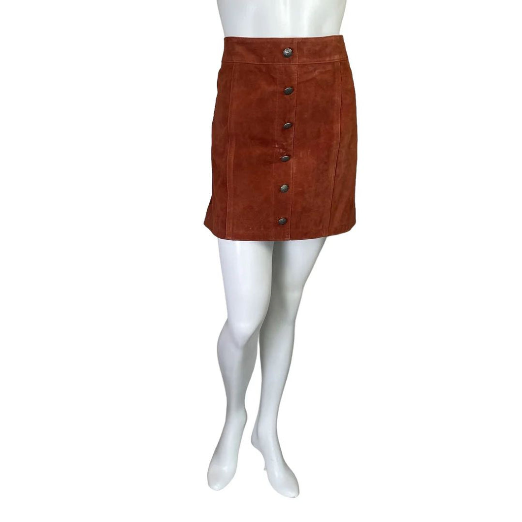 Gianni Bini | Women's Cinnamon Brown 100% Leather Darcey Skirt with Tags | Size: XL