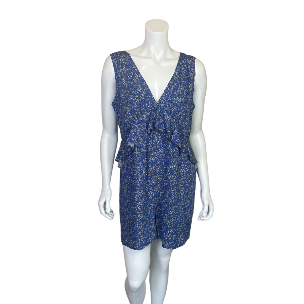 Chelsea & Violet | Women's Blue Floral Print Romper with Tags | Size: XL