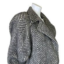 Load image into Gallery viewer, Arnold Manus | Women&#39;s Vintage 100% Alpaca Gray and Cream Chevron Pattern Trench Coat | Size: 14
