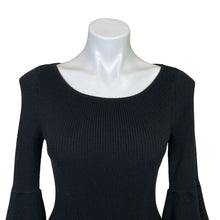 Load image into Gallery viewer, White House Black Market | Women&#39;s Black Ribbed Long Sleeve Flutter Sweater | Size: XS
